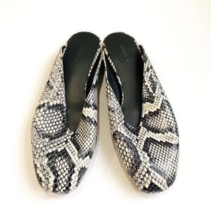 Vince Leather python embossed sandals